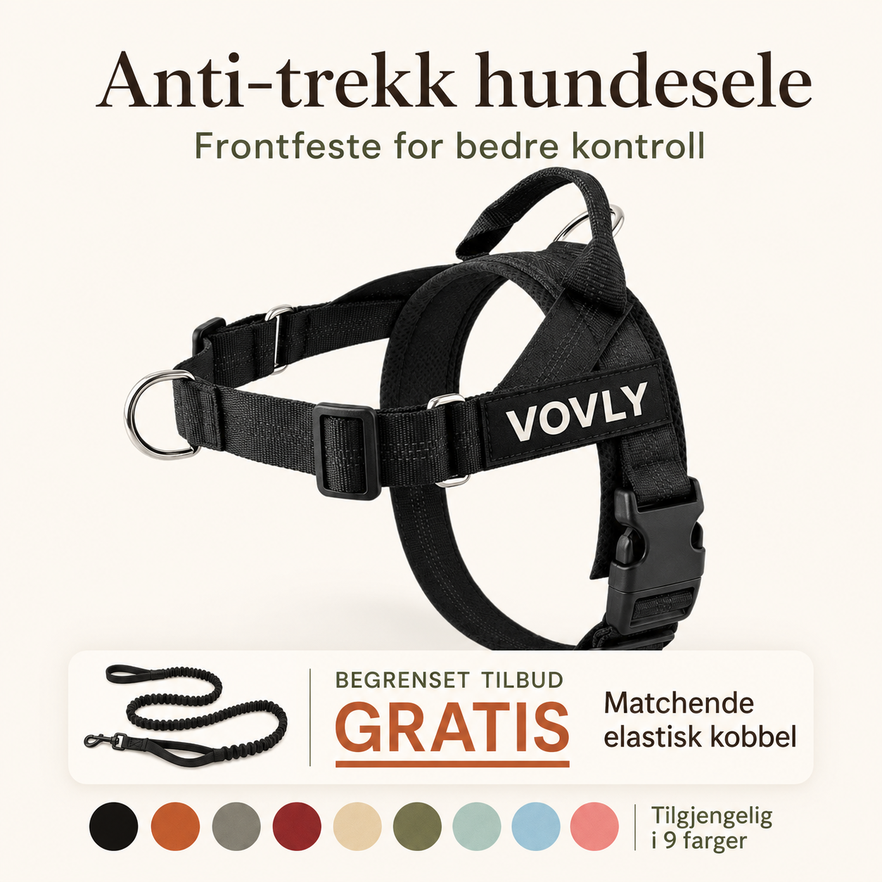 Vovly anti-trekk sele i bruk